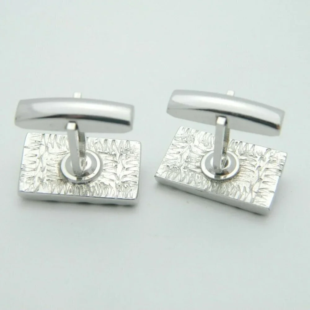 Mother of Pearl Silver Tone Textured Cufflinks Set
